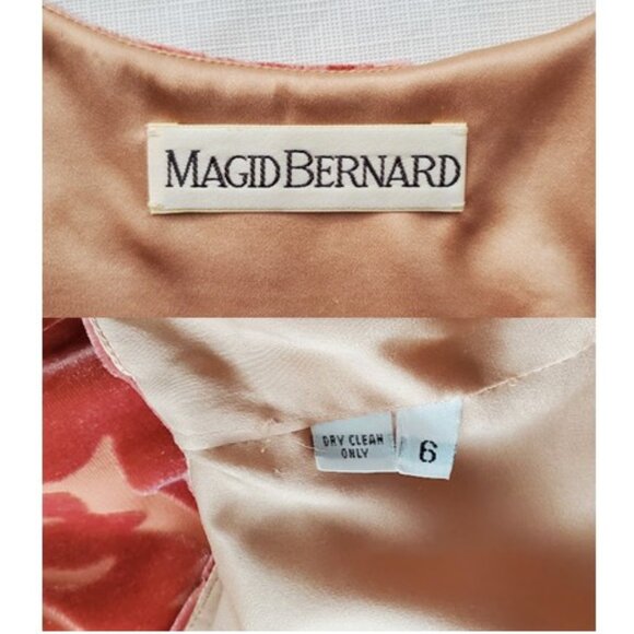 Magid Bernard Peach Silk 2-Pc Velvet Burnout Floral Vintage Chic Loungewear Sz S - Picture 3 of 16